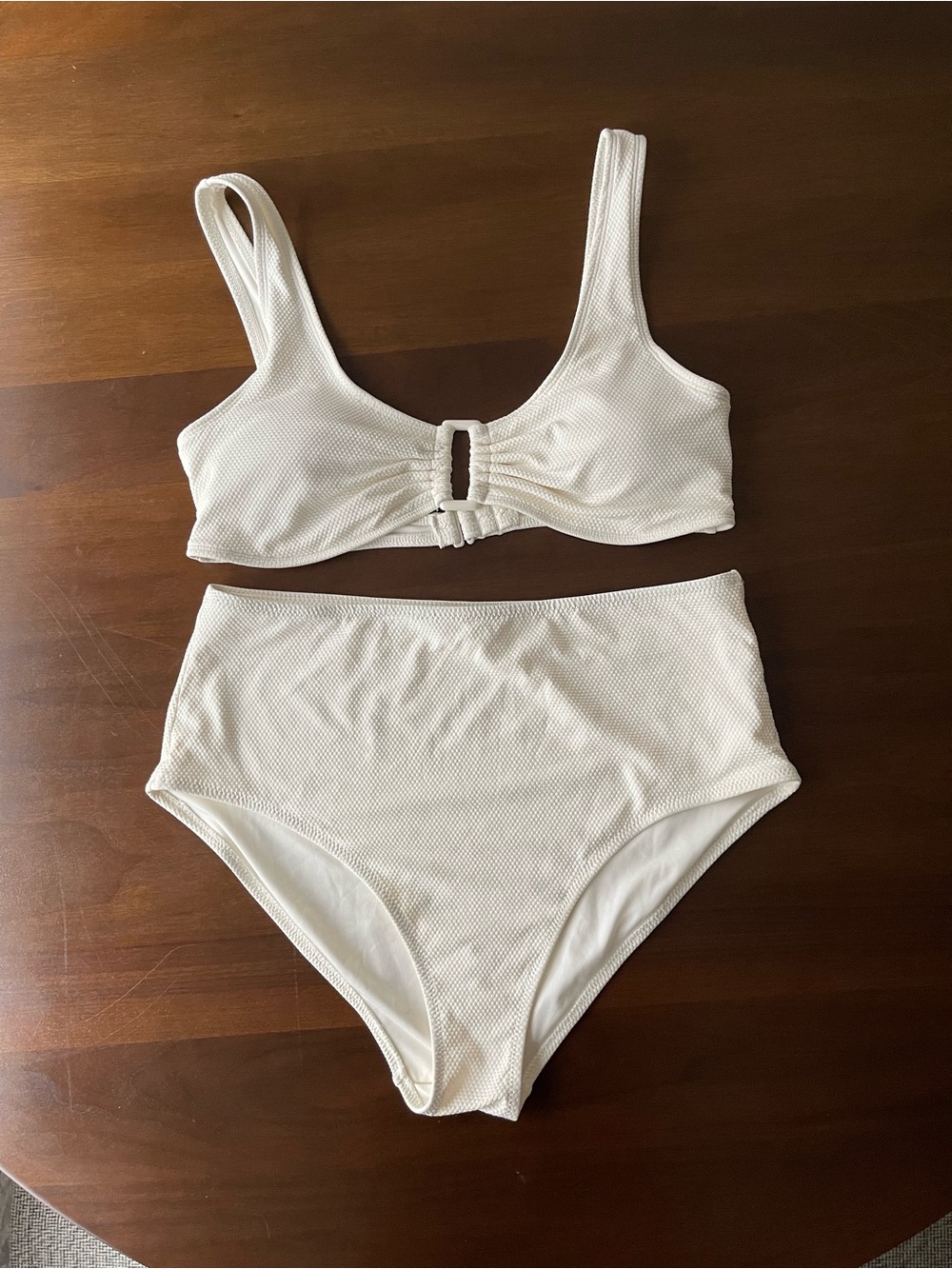 Old Navy Cream Textured High-Waist Bikini Set